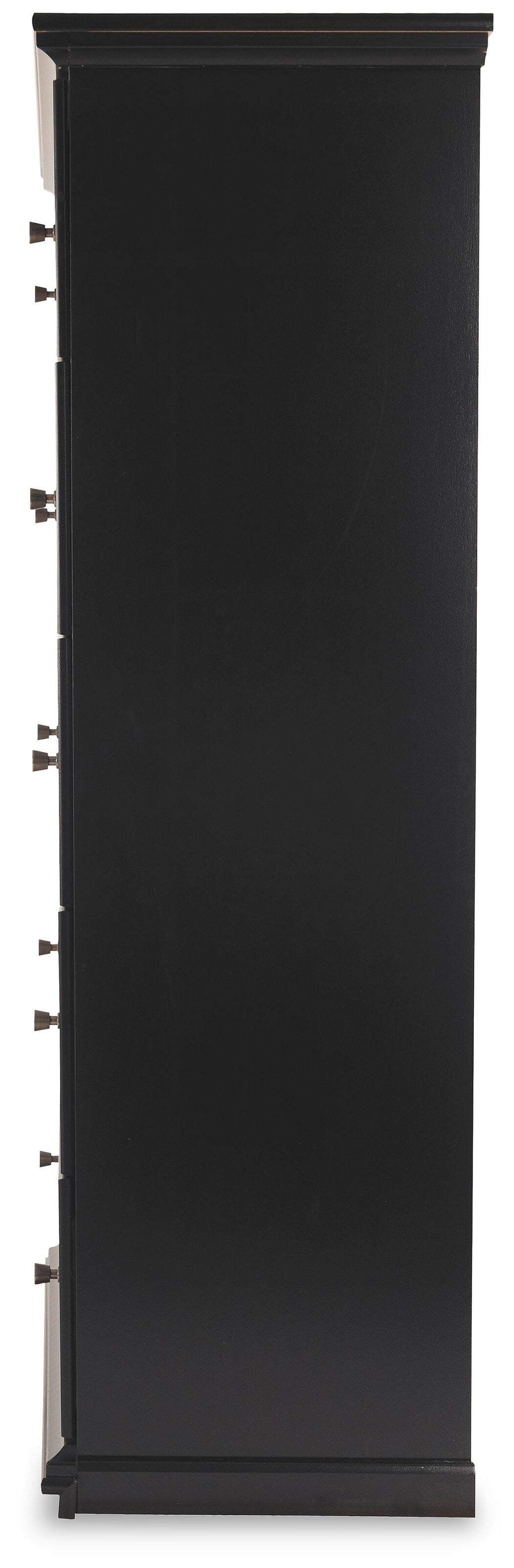 Maribel Chest of Drawers in Black, side view