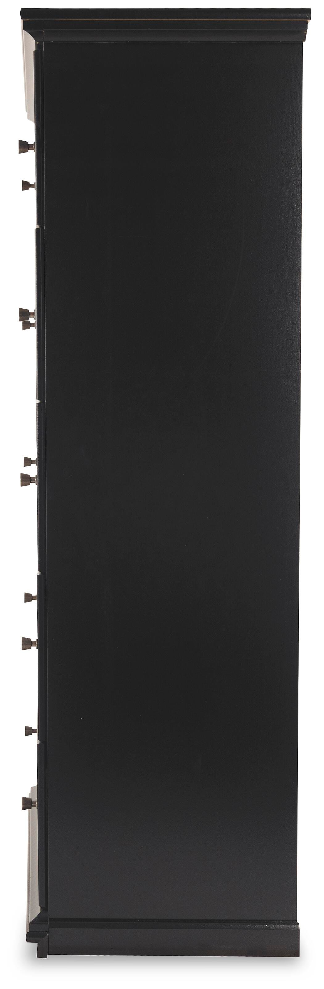 Maribel Chest of Drawers in Black, side view