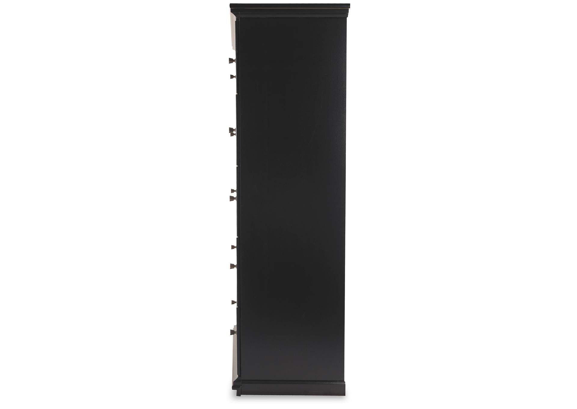 Maribel Queen Panel Bed, Dresser, Mirror, Chest and 2 Nightstands side view