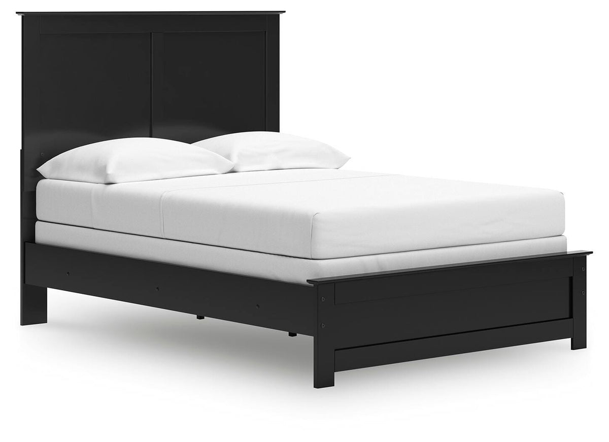 Maribel Full Panel Bed in Black, angle view