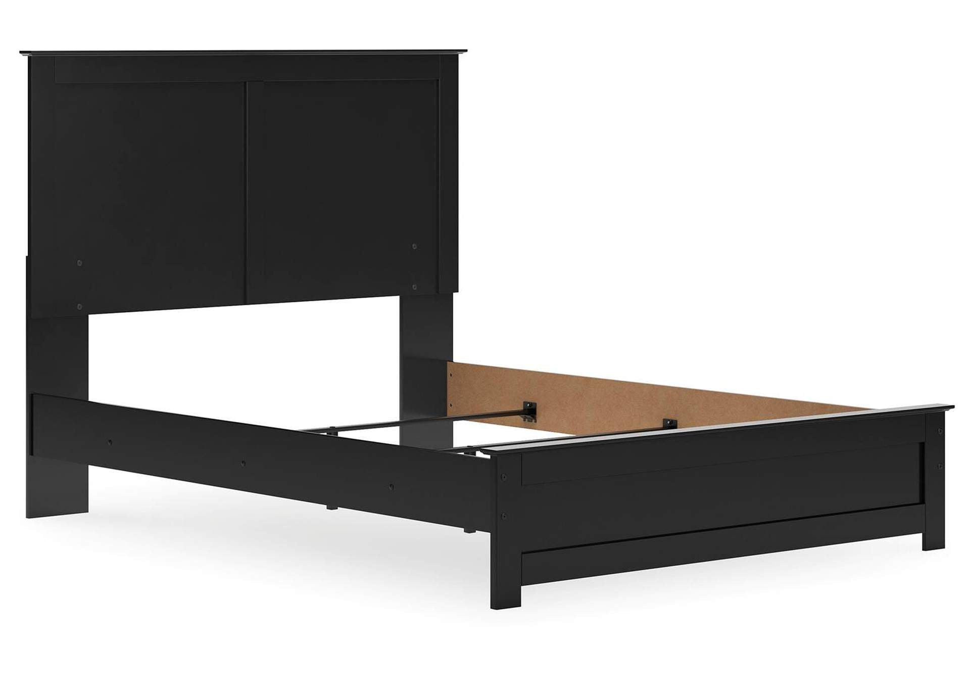 Maribel Queen Panel Bed with Mirrored Dresser and Nightstand angled view