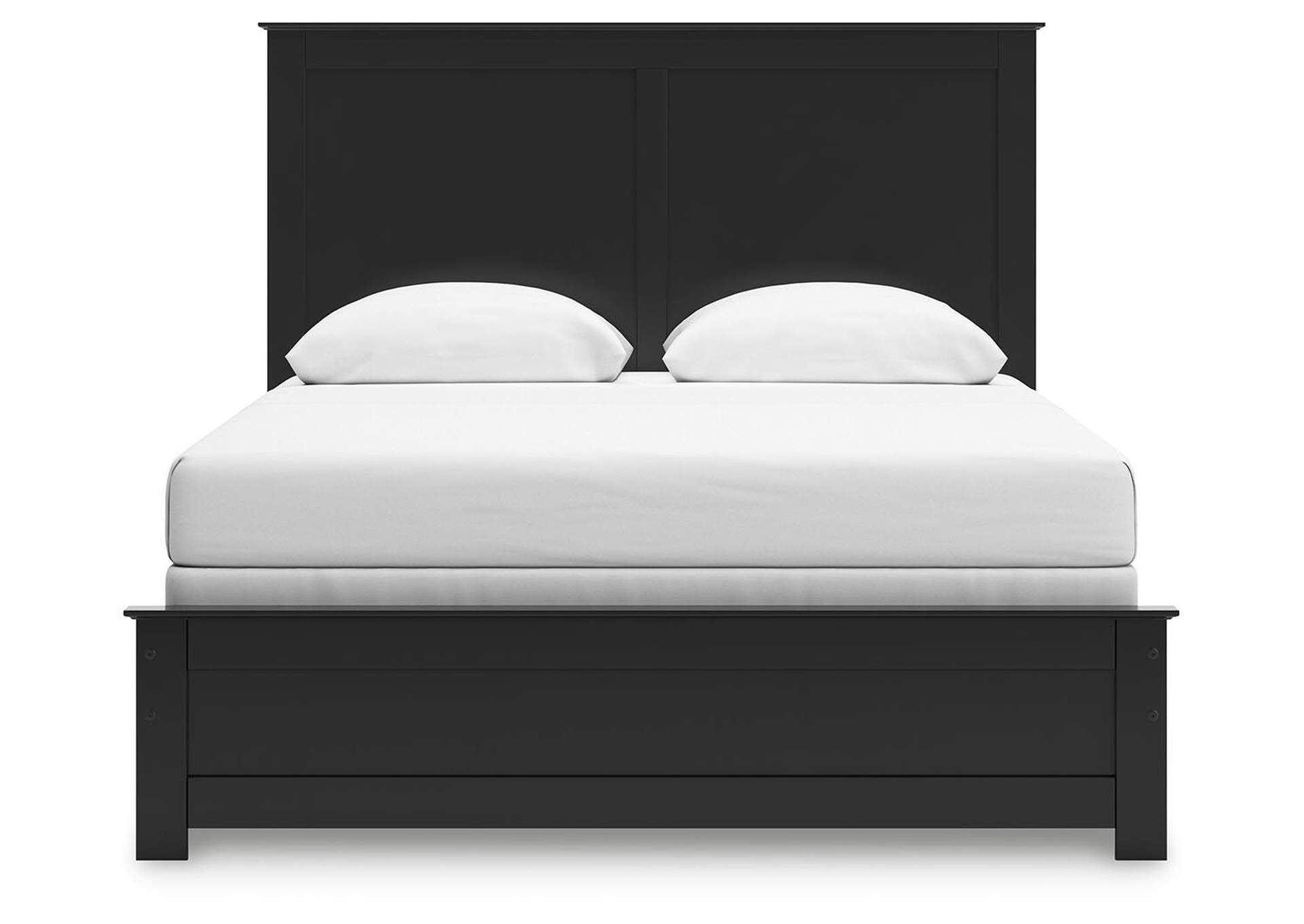 Maribel Queen Panel Bed with Mirrored Dresser and Nightstand front view