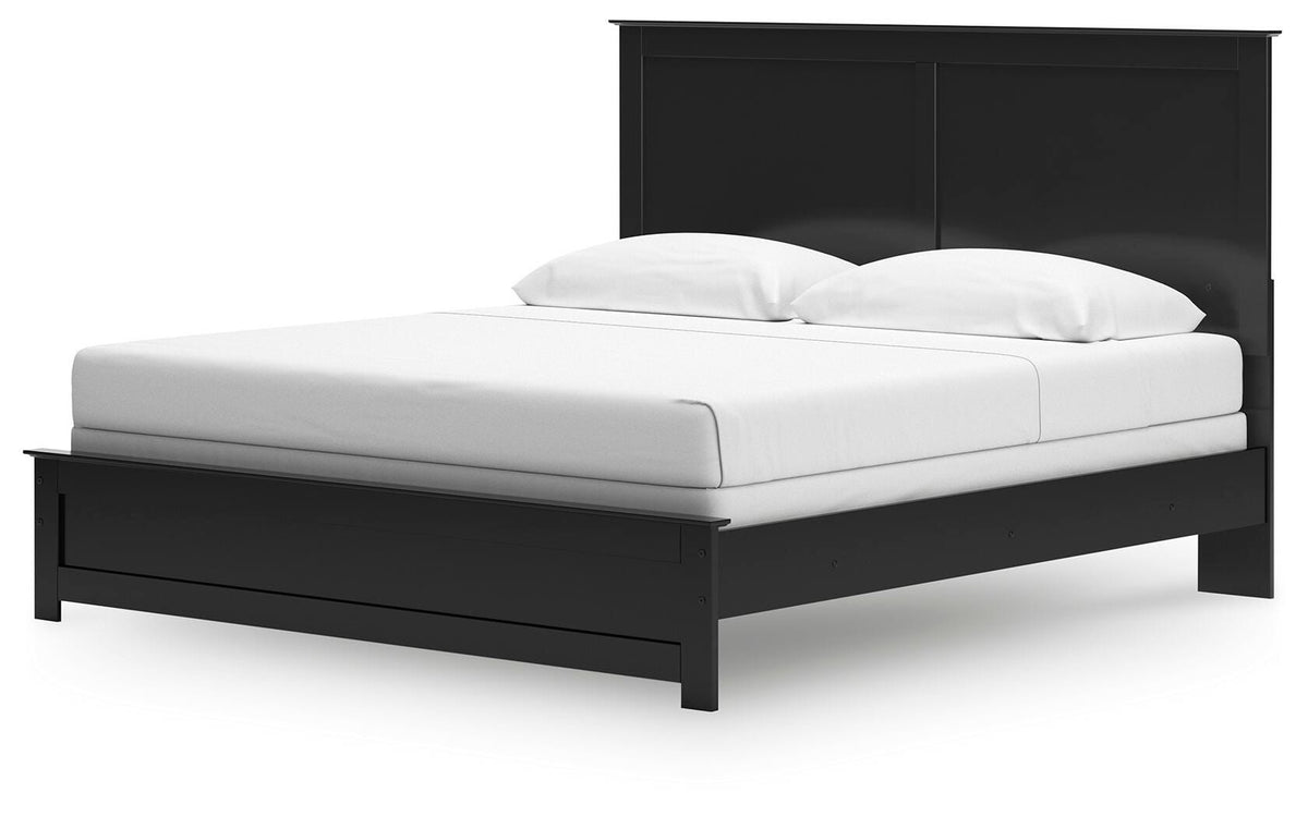 Maribel King Panel Bed in Black, angle view