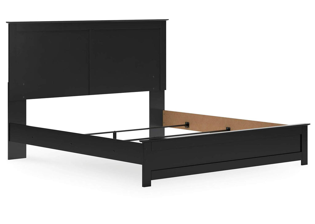 Maribel King Panel Bed with Mirrored Dresser, Chest and Nightstand angled view