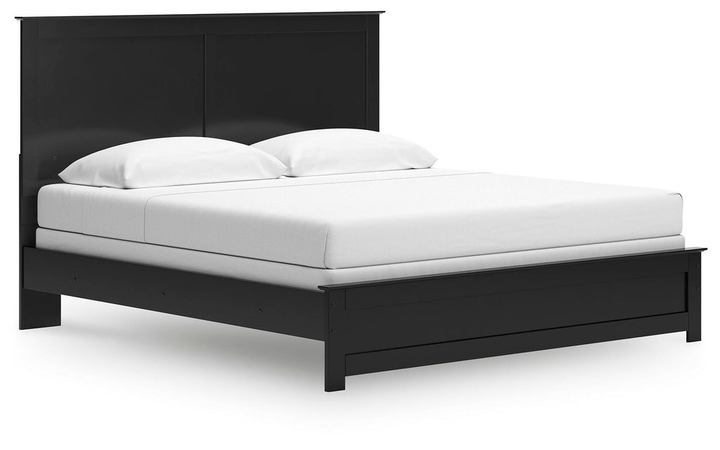 Maribel King Panel Bed in Black, angle view