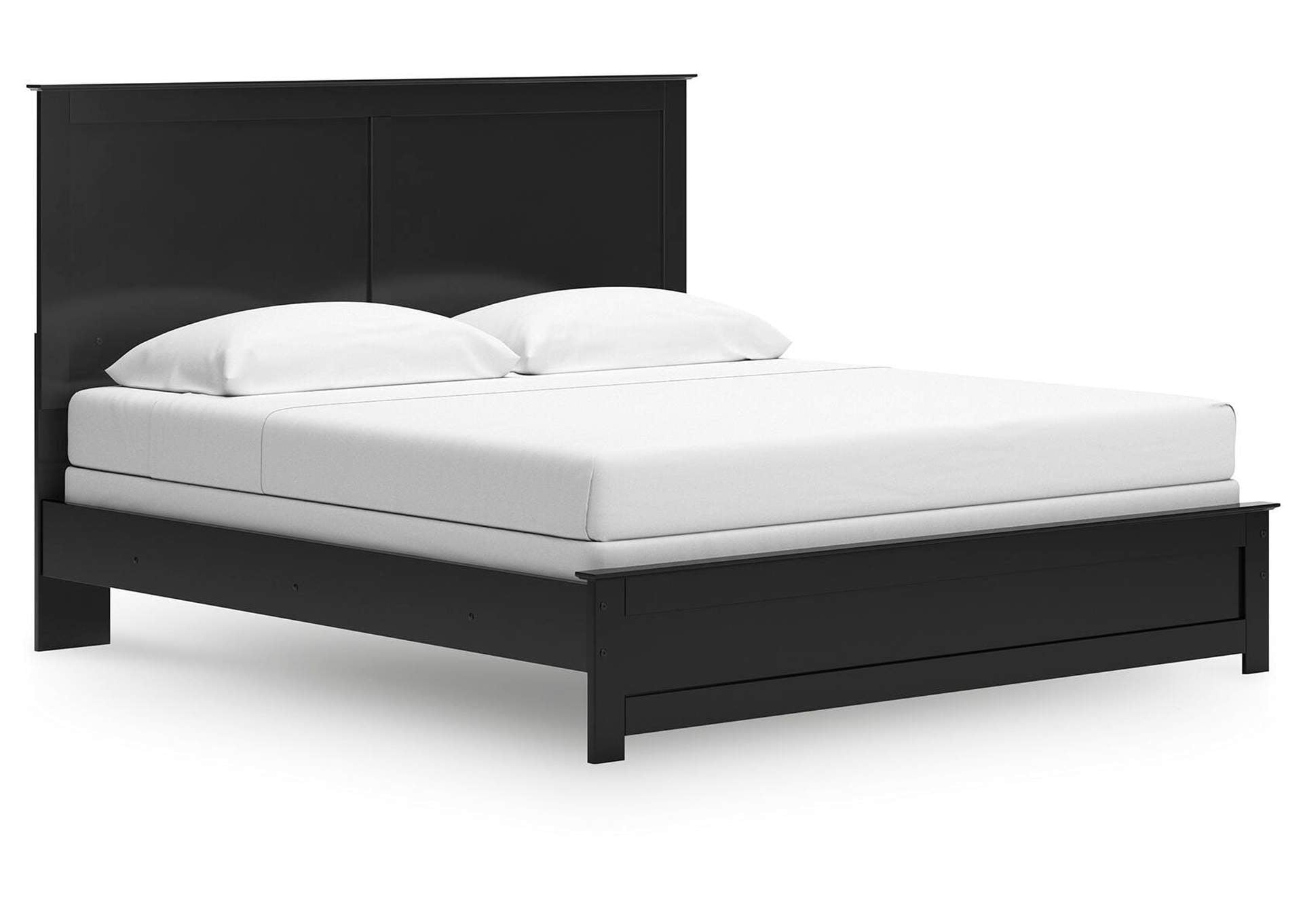 Maribel King Panel Bed with Mirrored Dresser, Chest and Nightstand angled view