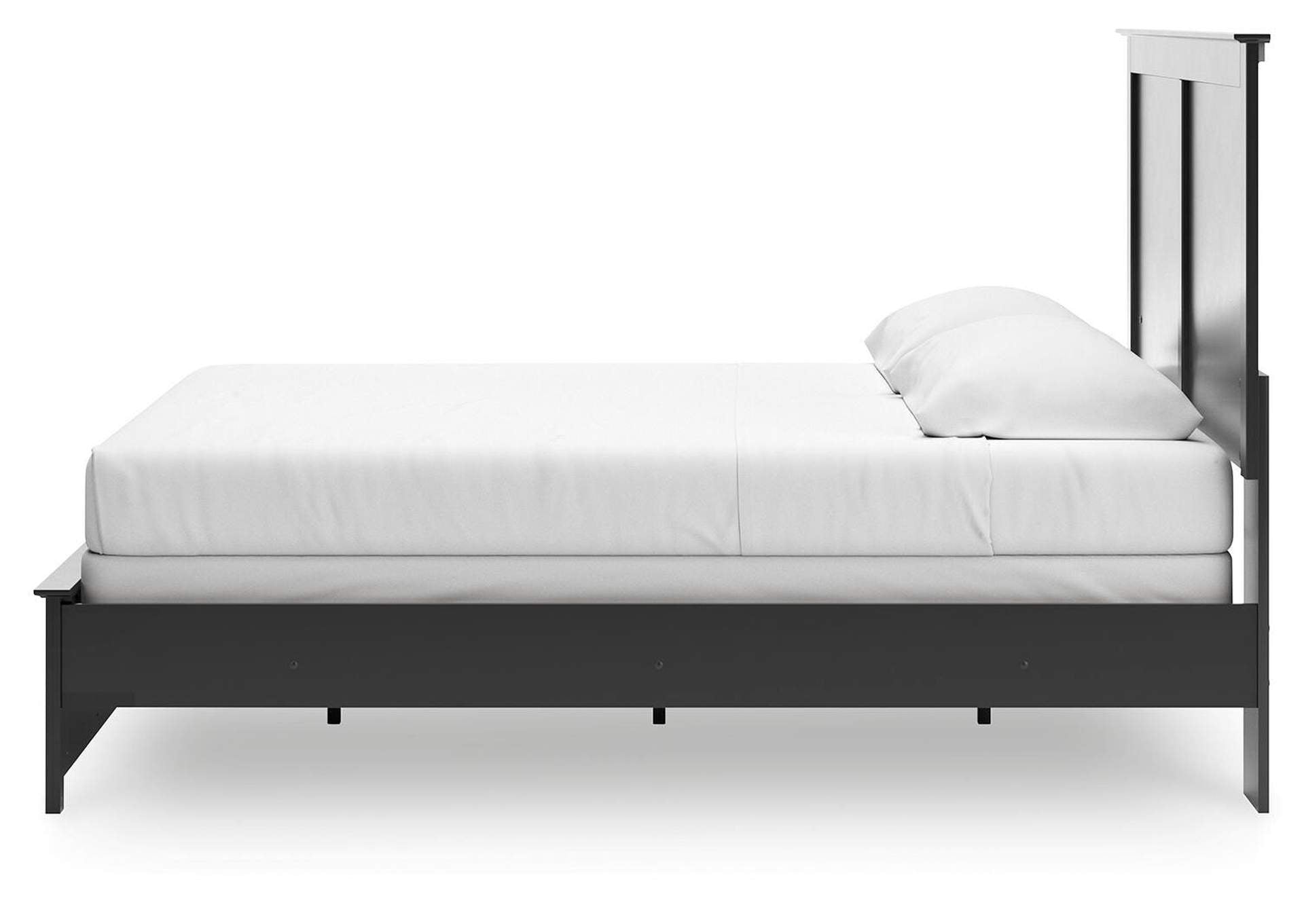 Maribel King Panel Bed with Mirrored Dresser and Nightstand side view