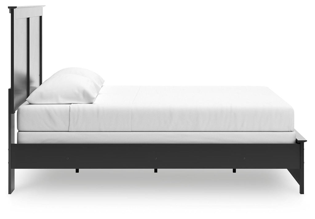 Maribel King Panel Bed in Black, side view