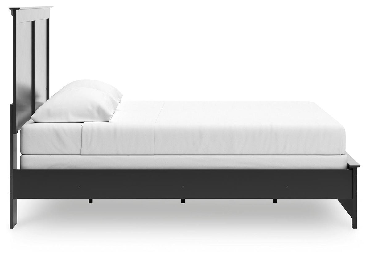 Maribel King Panel Bed in Black, side view