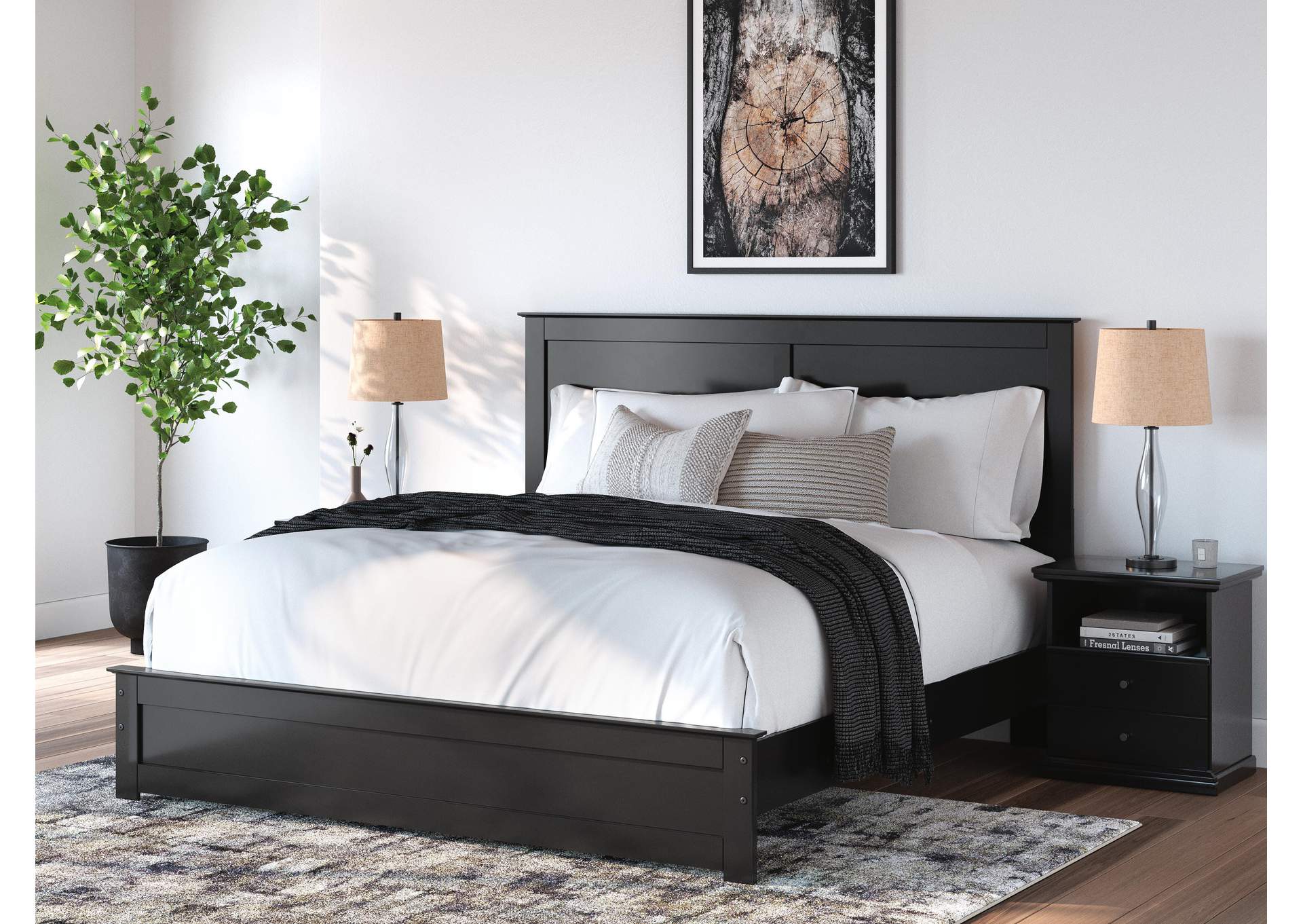 Maribel King Panel Bed, Dresser, Mirror, Chest and 2 Nightstands