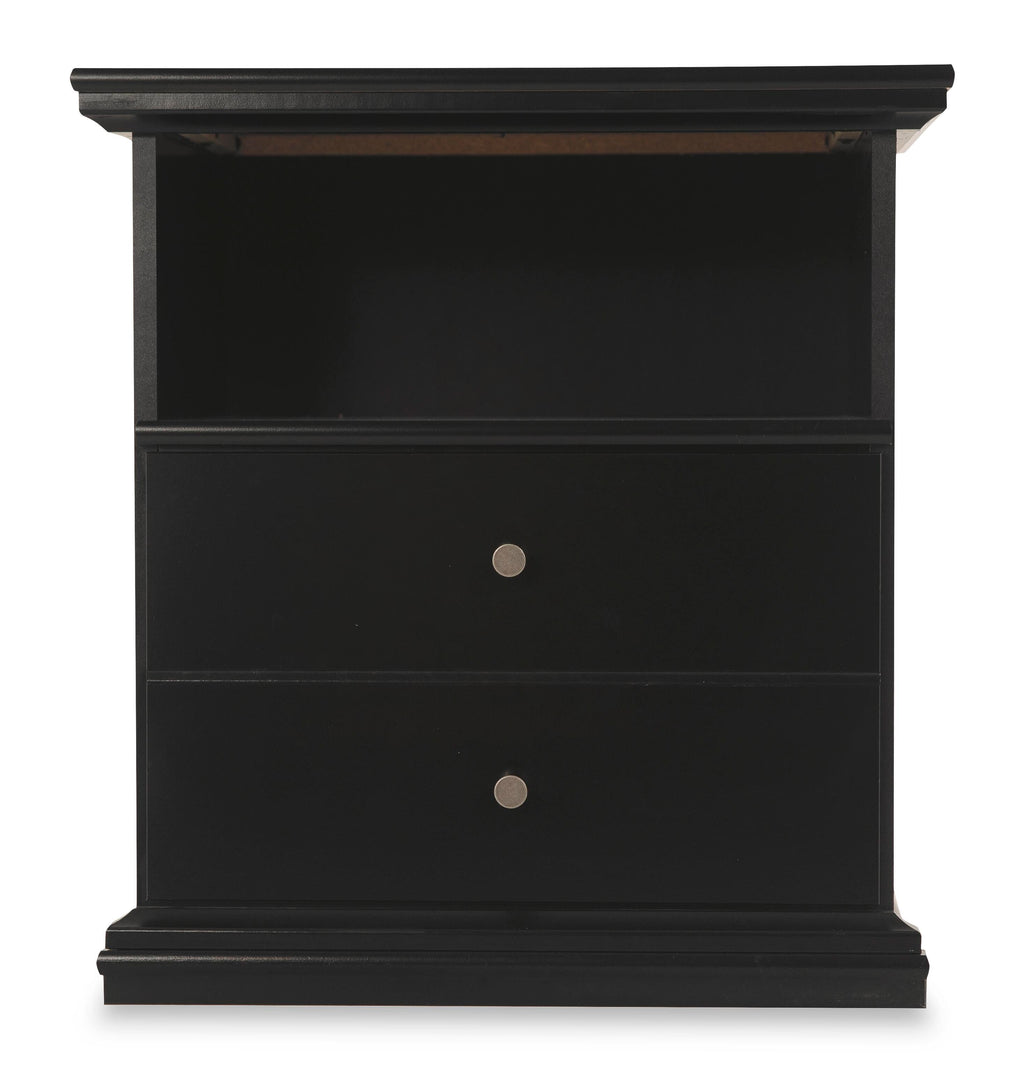Maribel Nightstand in Black, front view