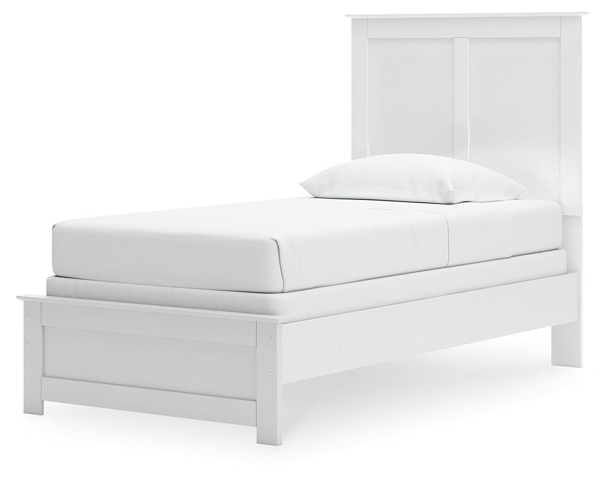 Bostwick Shoals Twin Panel Bed in White, angle view