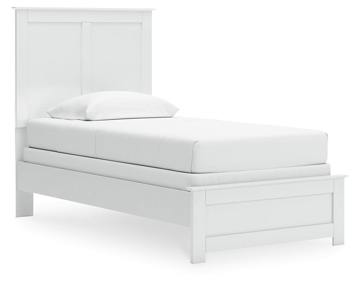 Bostwick Shoals Twin Panel Bed in White, angle view
