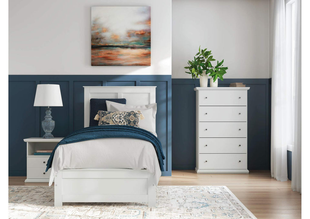 Bostwick Shoals Full Panel Bed with Mirrored Dresser, Chest and Nightstand