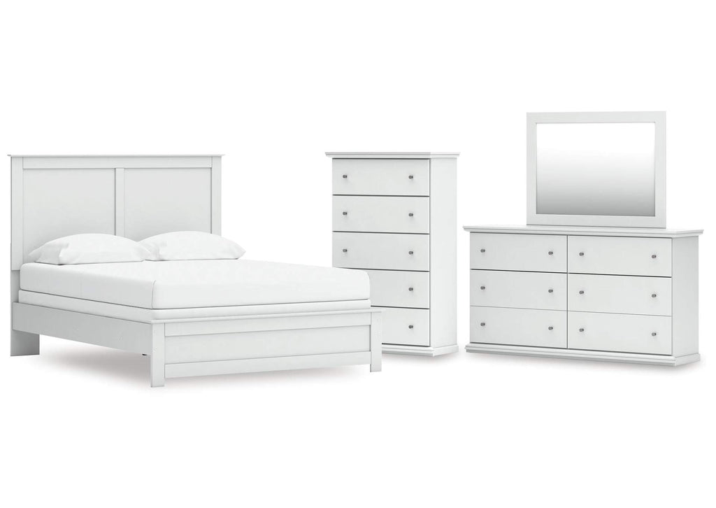 Bostwick Shoals Queen Panel Bed with Mirrored Dresser and Chest