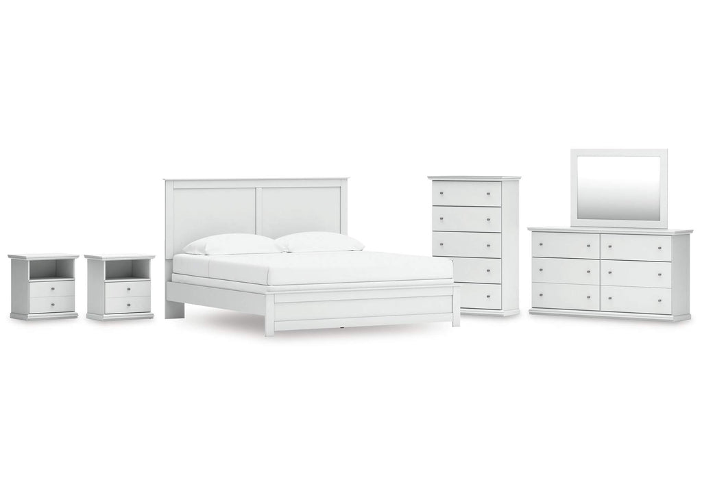 Bostwick Shoals King Panel Bed, Dresser, Mirror, Chest and 2 Nightstands