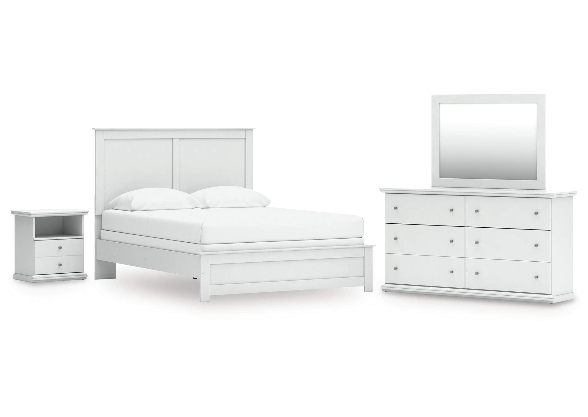 Bostwick Shoals Queen Panel Bed with Mirrored Dresser and Nightstand