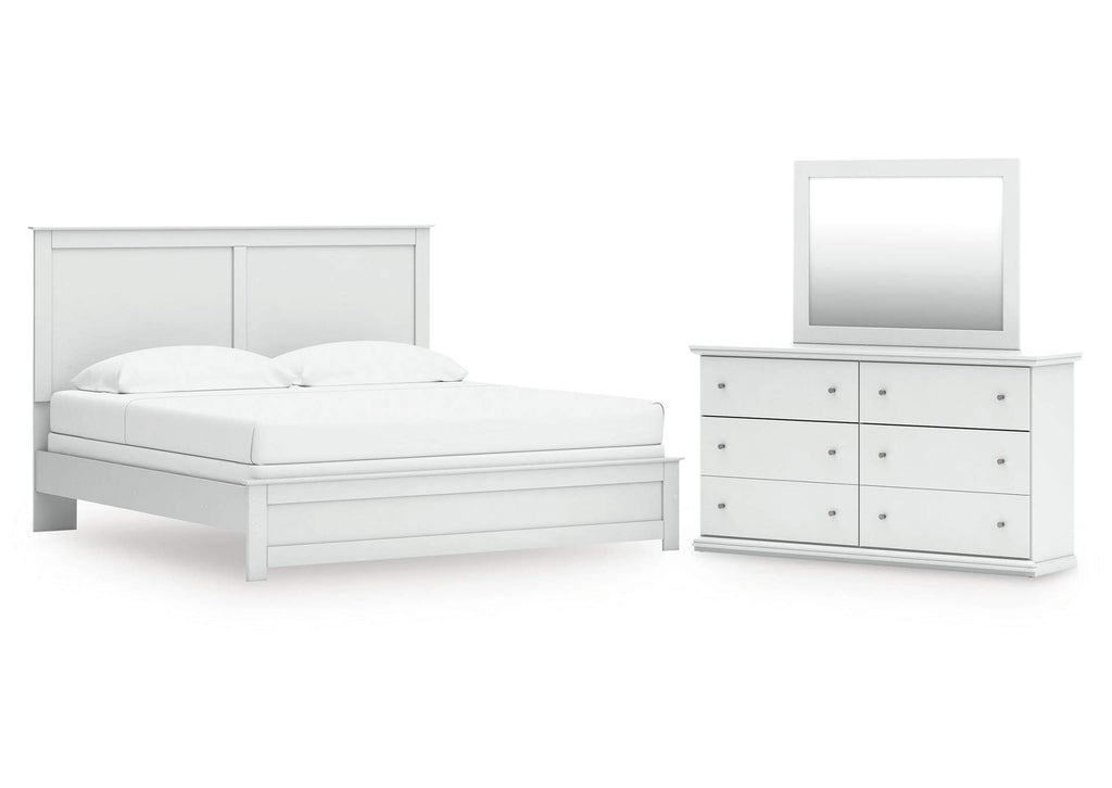 Bostwick Shoals King Panel Bed with Mirrored Dresser
