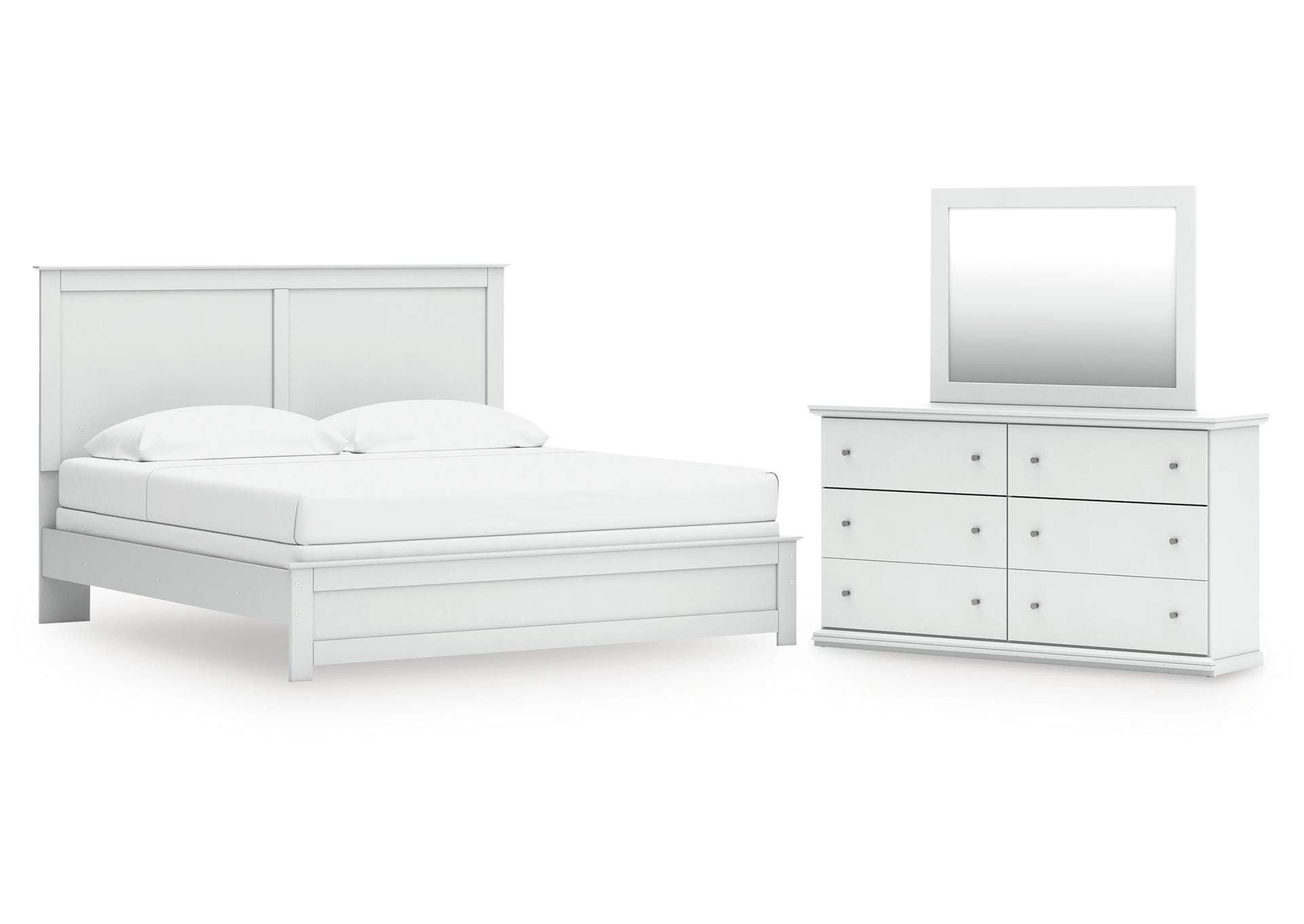 Bostwick Shoals King Panel Bed with Mirrored Dresser