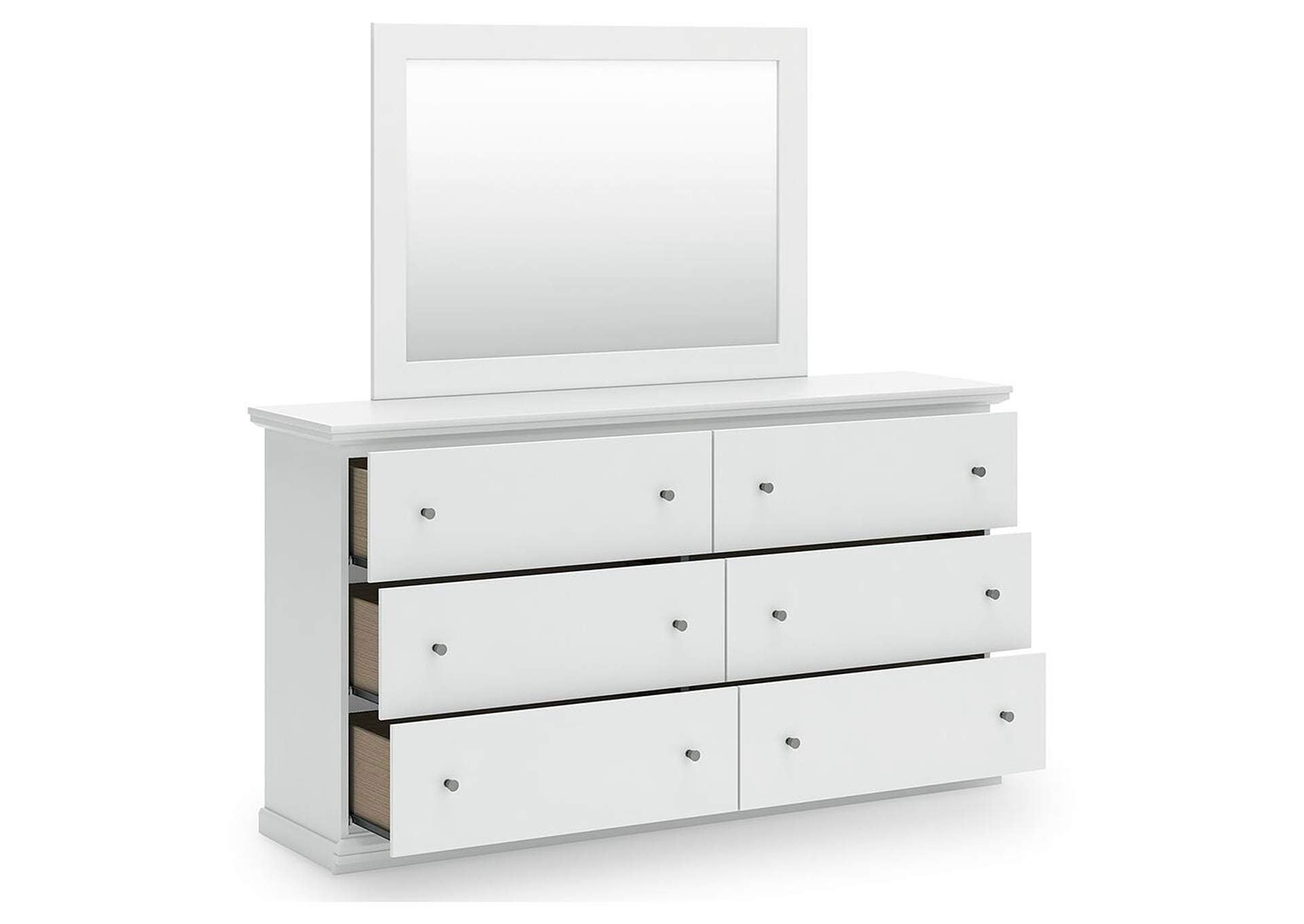 Bostwick Shoals Twin Panel Bed with Mirrored Dresser and Nightstand angled view