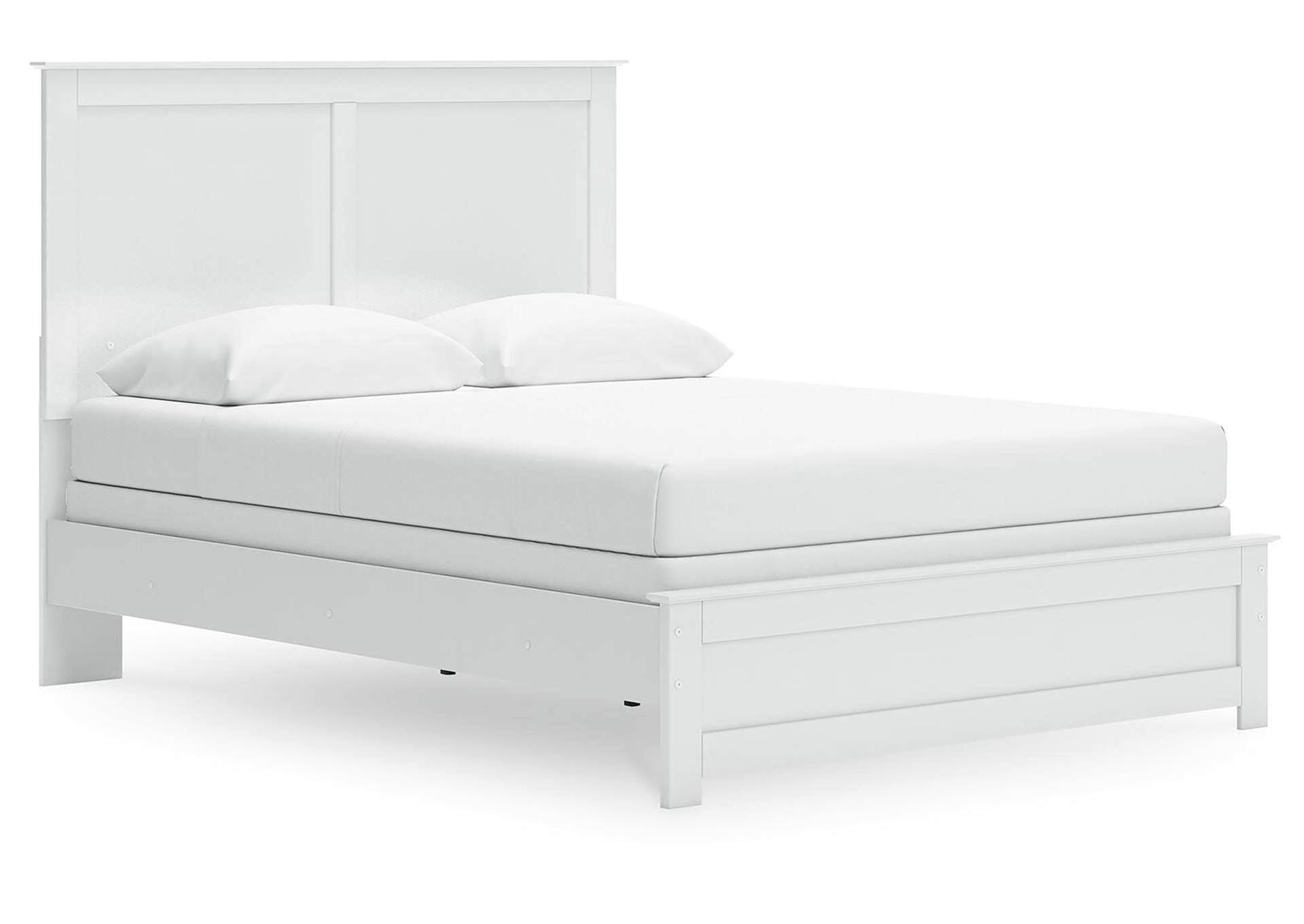 Bostwick Shoals Queen Panel Bed with Mirrored Dresser and Chest angled view