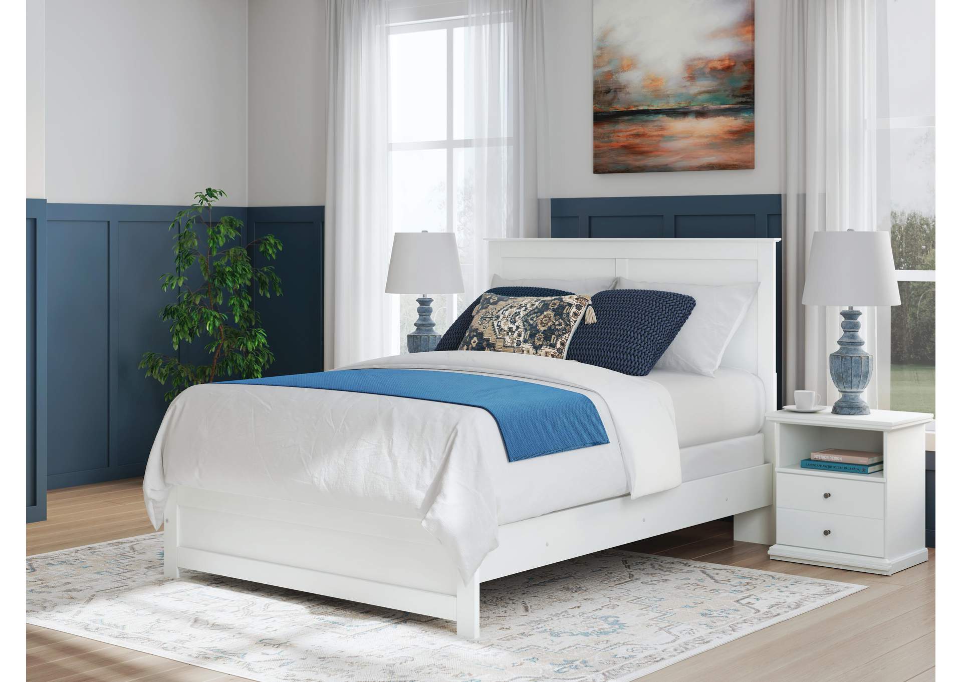 Bostwick Shoals Queen Panel Bed with Mirrored Dresser and Nightstand