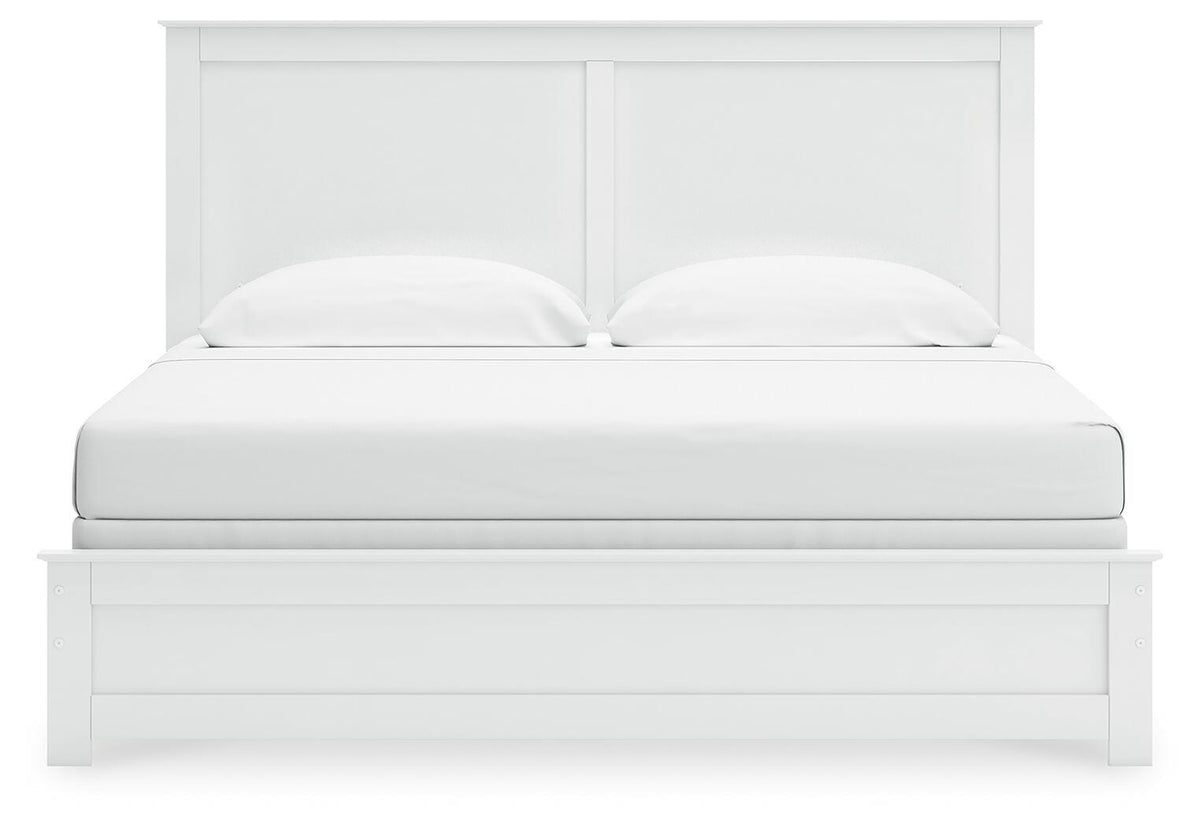 Bostwick Shoals King Panel Bed in White, front view