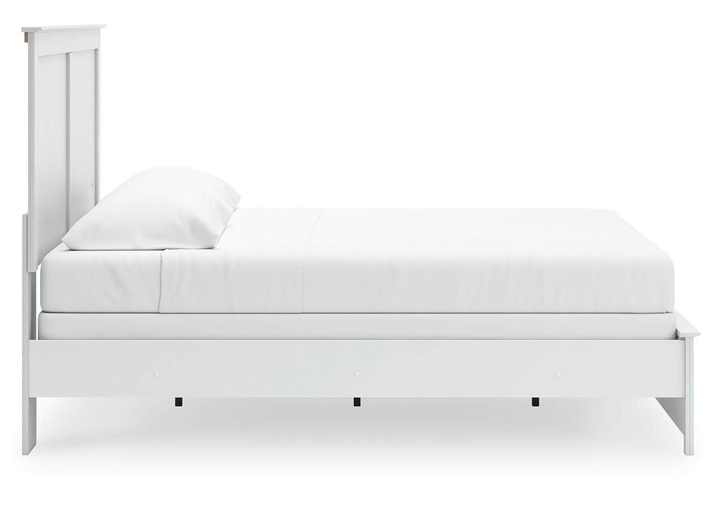Bostwick Shoals King Panel Bed with Mirrored Dresser and Nightstand side view