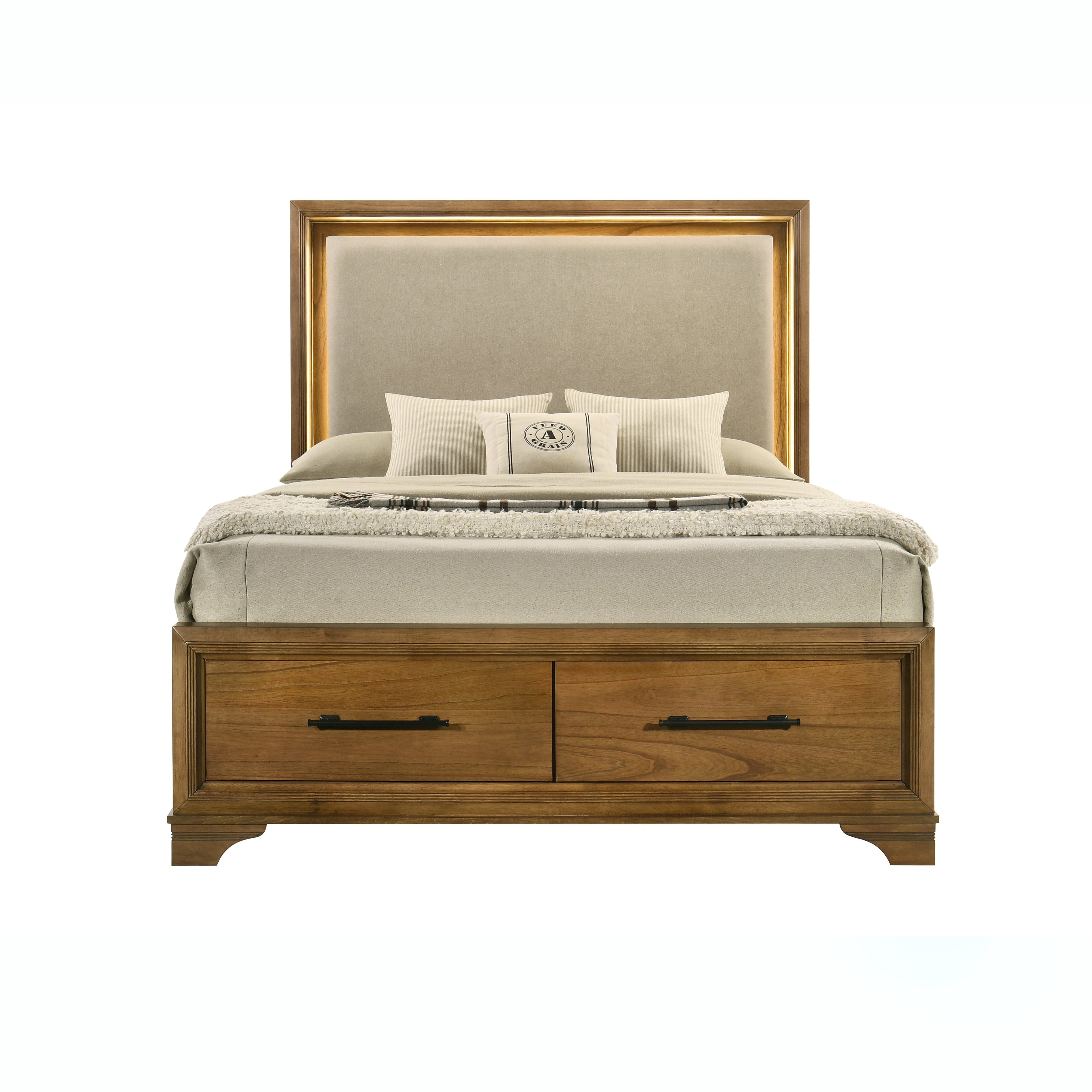 Talcott Lighted King Bed - Honey