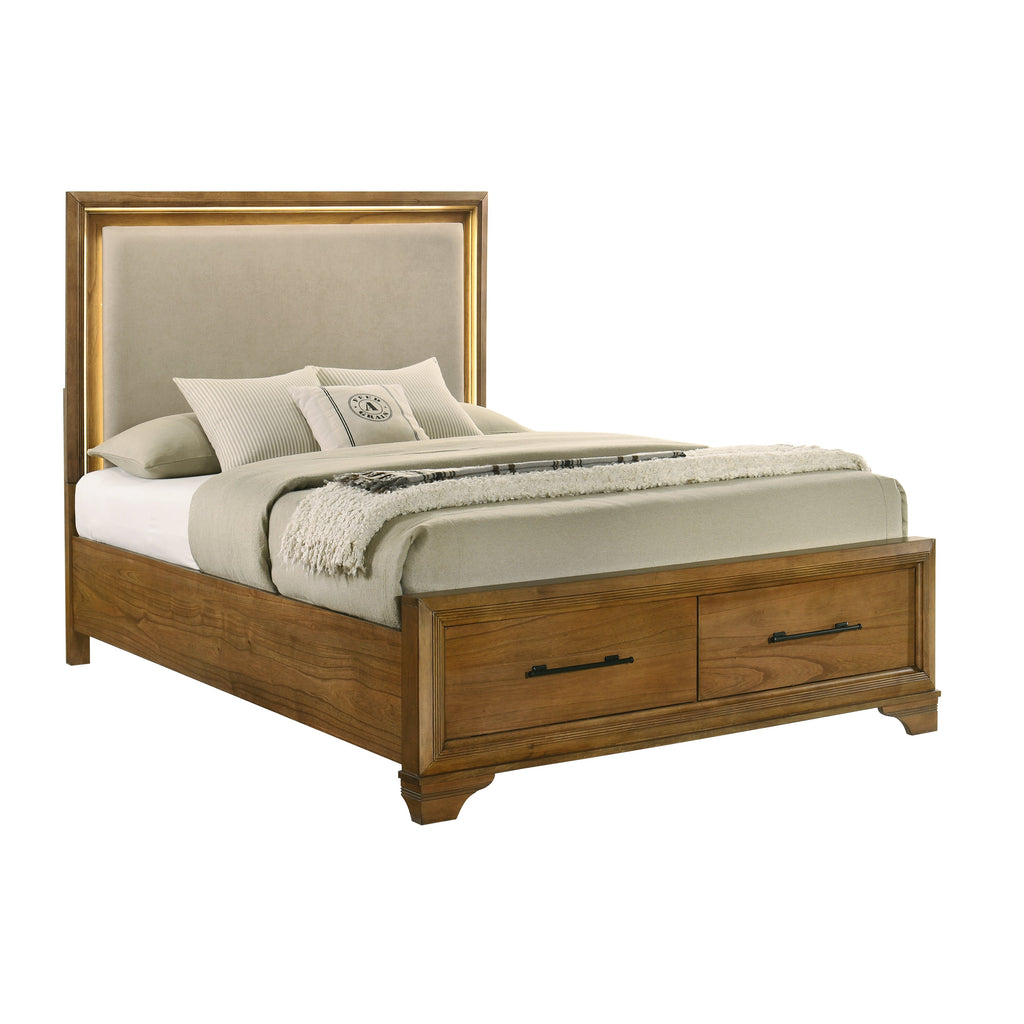 Talcott Lighted Queen Bed - Honey