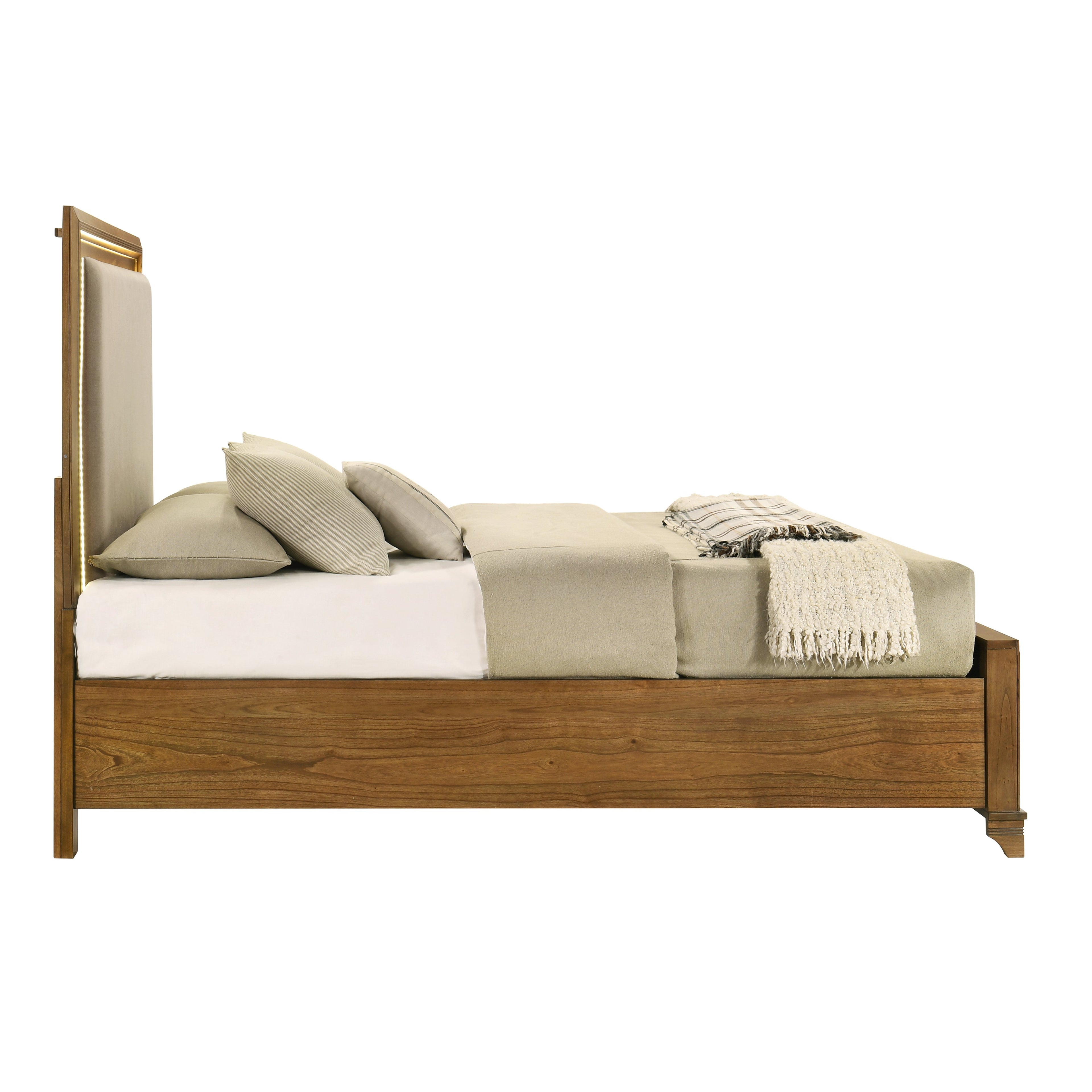 Talcott Lighted Queen Bed - Honey