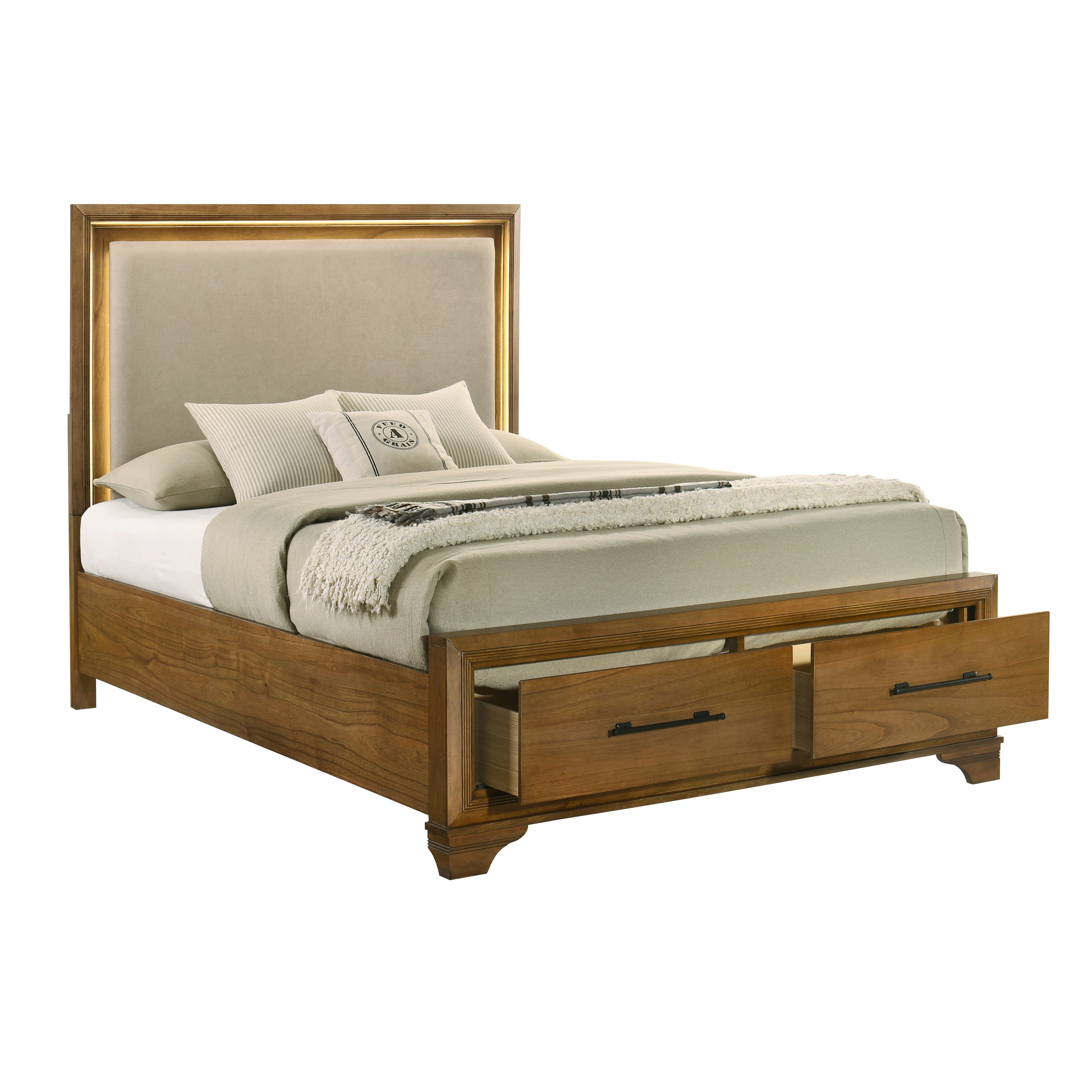 Talcott Lighted Queen Bed - Honey