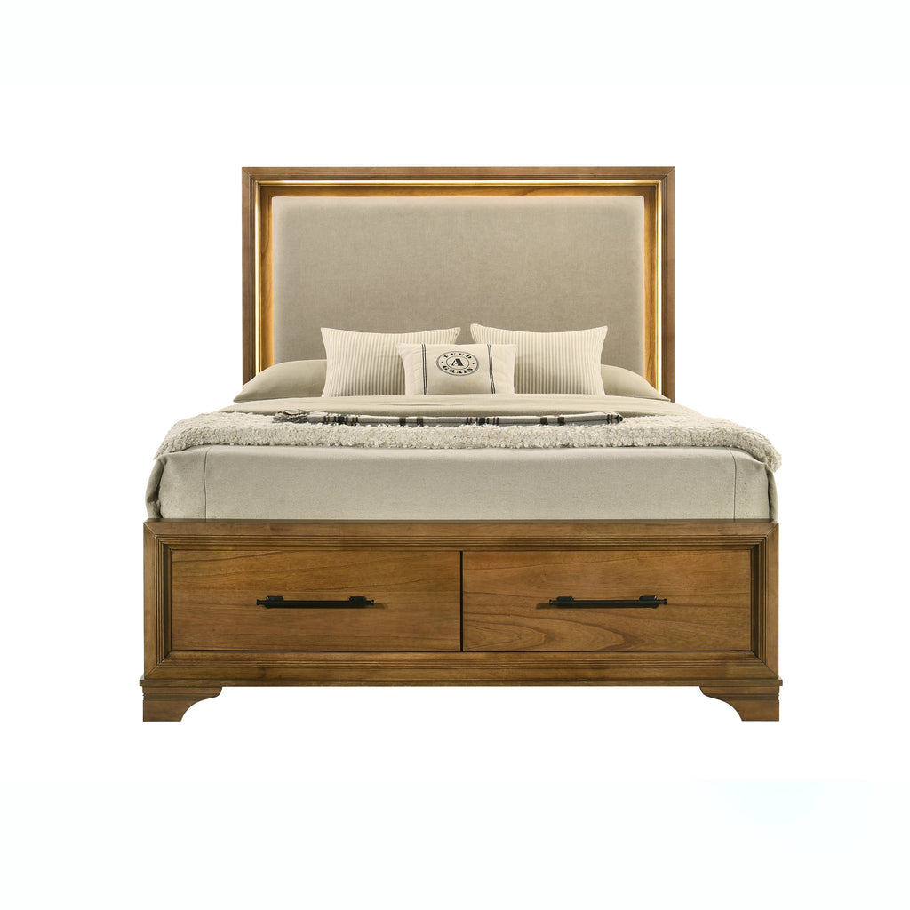 Talcott Lighted Queen Bed - Honey