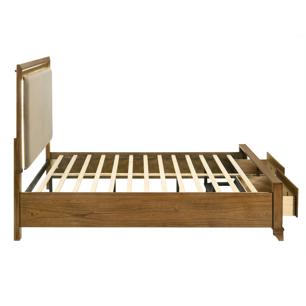 Talcott Lighted Queen Bed - Honey