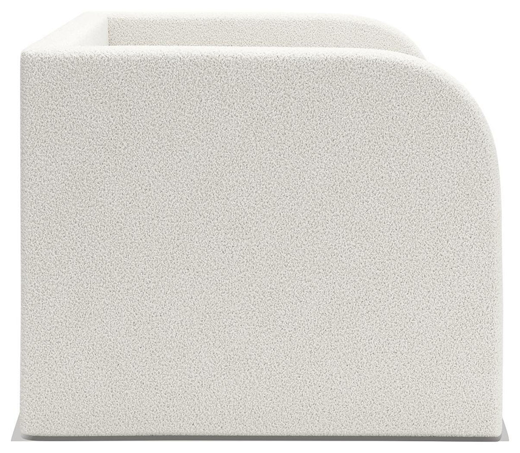 Arloster Twin Upholstered Day Bed with Storage in Tan/White, side view