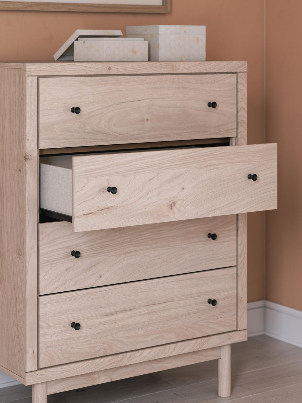 Arloster Chest of Drawers in Tan, detail view