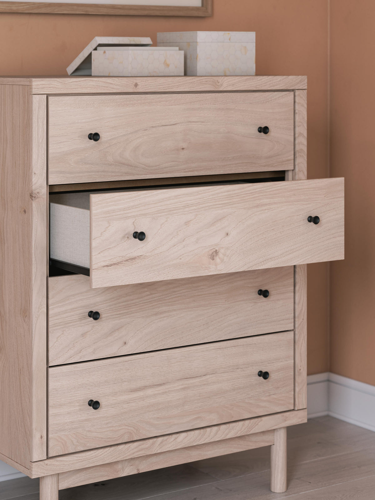 Arloster Chest of Drawers in Tan, detail view