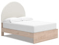Arloster Full Upholstered Panel Bed in Tan/White, angle view