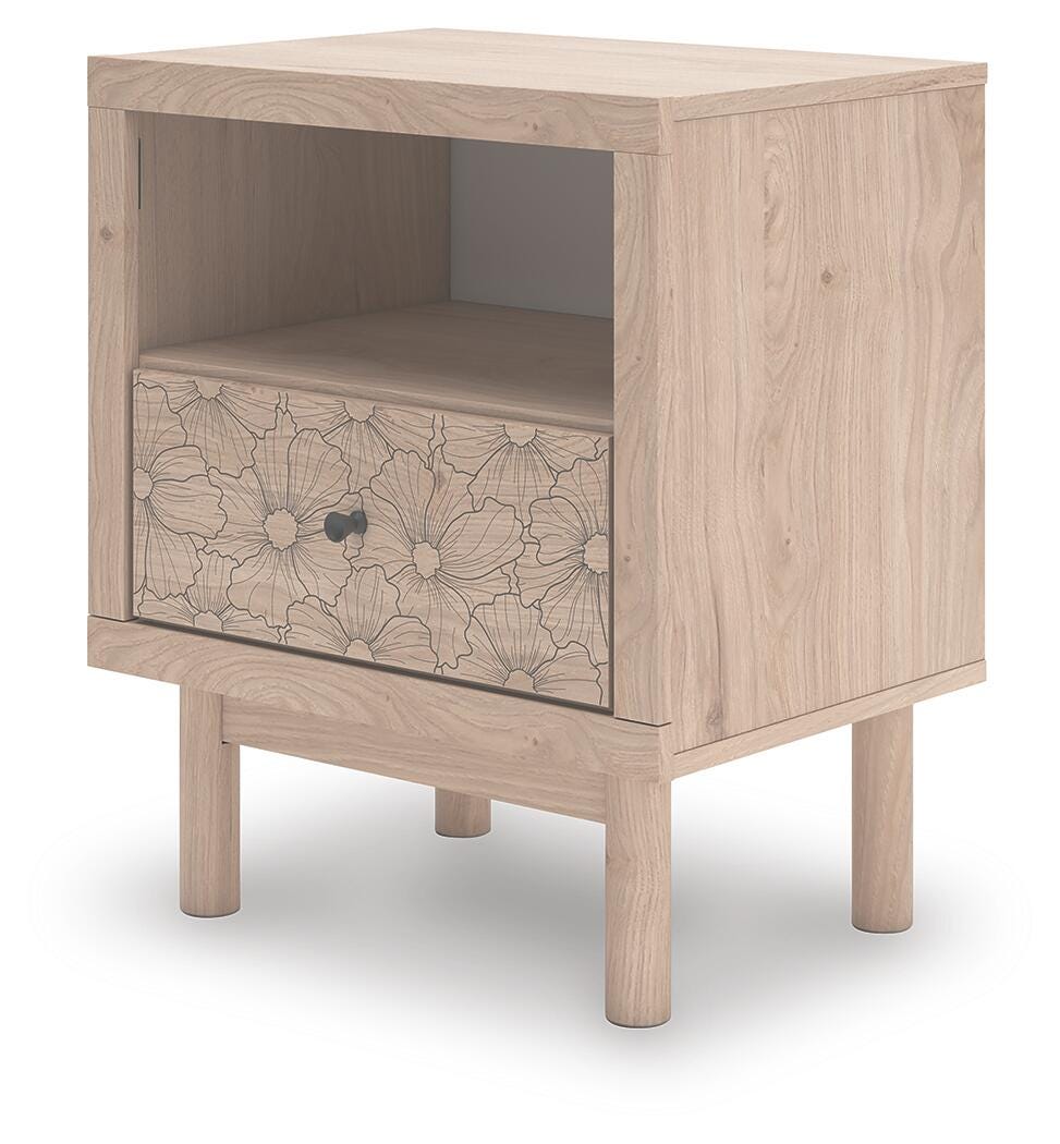 Arloster Nightstand in Tan, angle view