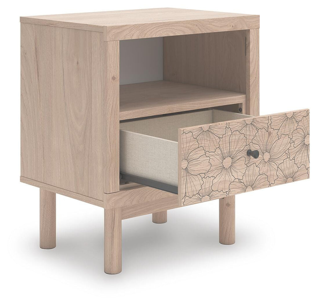 Arloster Nightstand in Tan, open view
