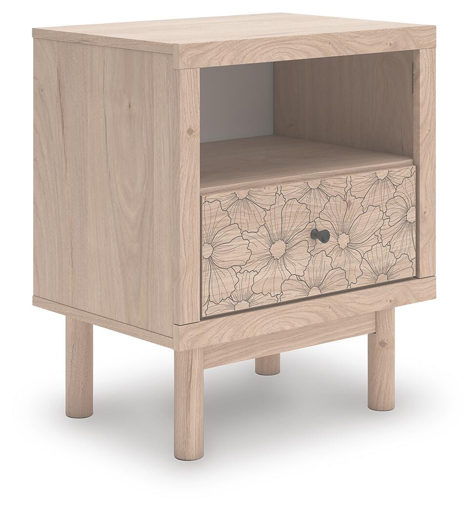 Arloster Nightstand in Tan, angle view