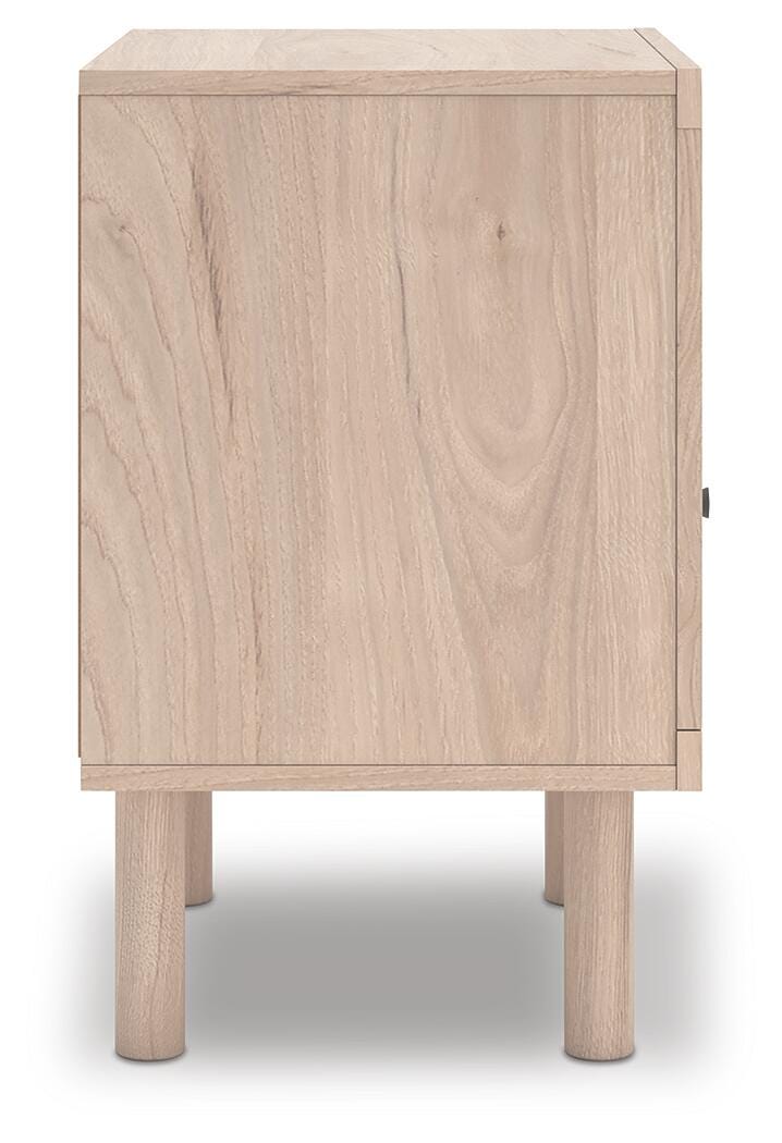 Arloster Nightstand in Tan, side view