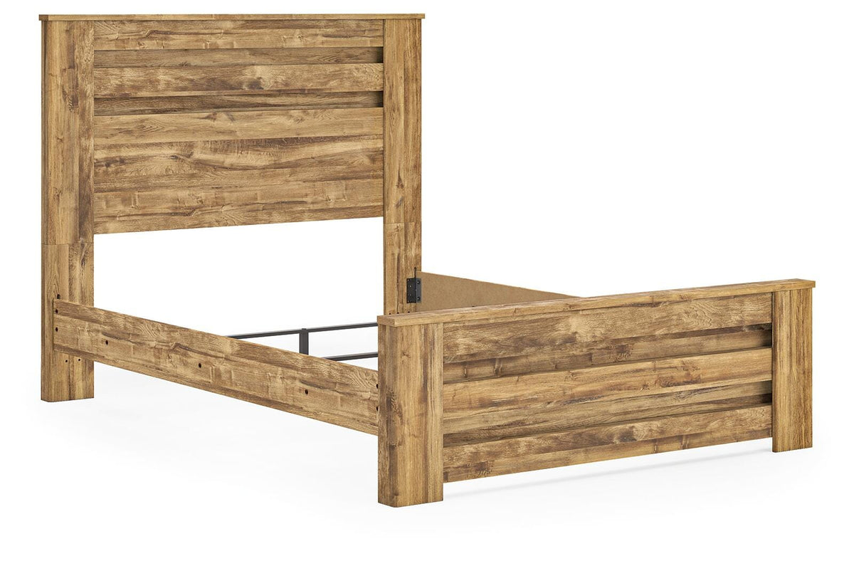 Maystonna Queen Panel Bed in Brown, angle view