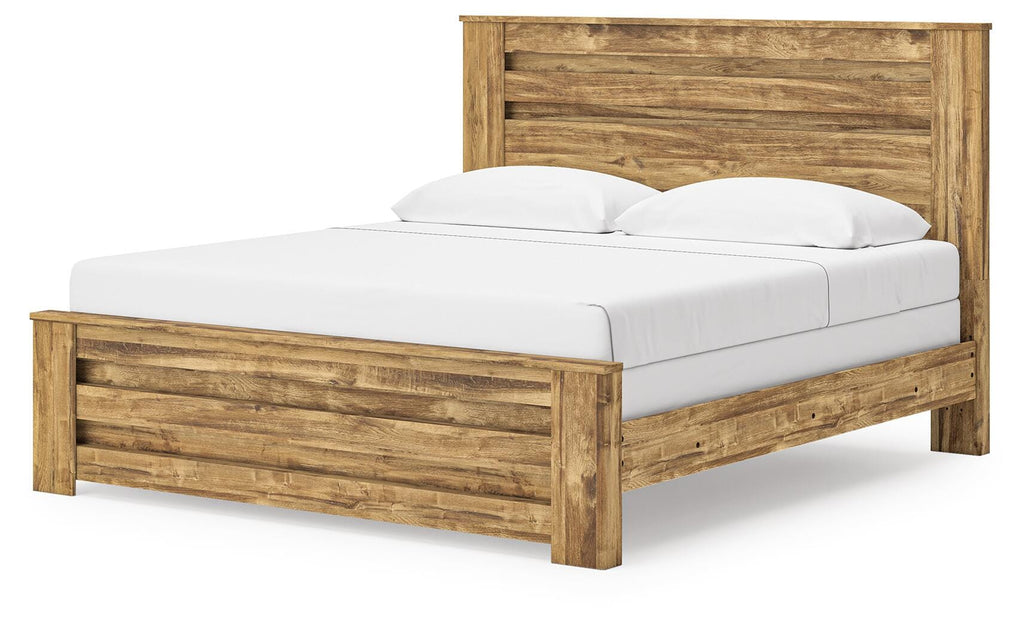 Maystonna King Panel Bed in Brown, angle view