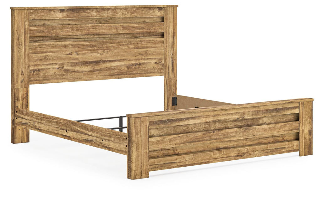 Maystonna King Panel Bed in Brown, angle view