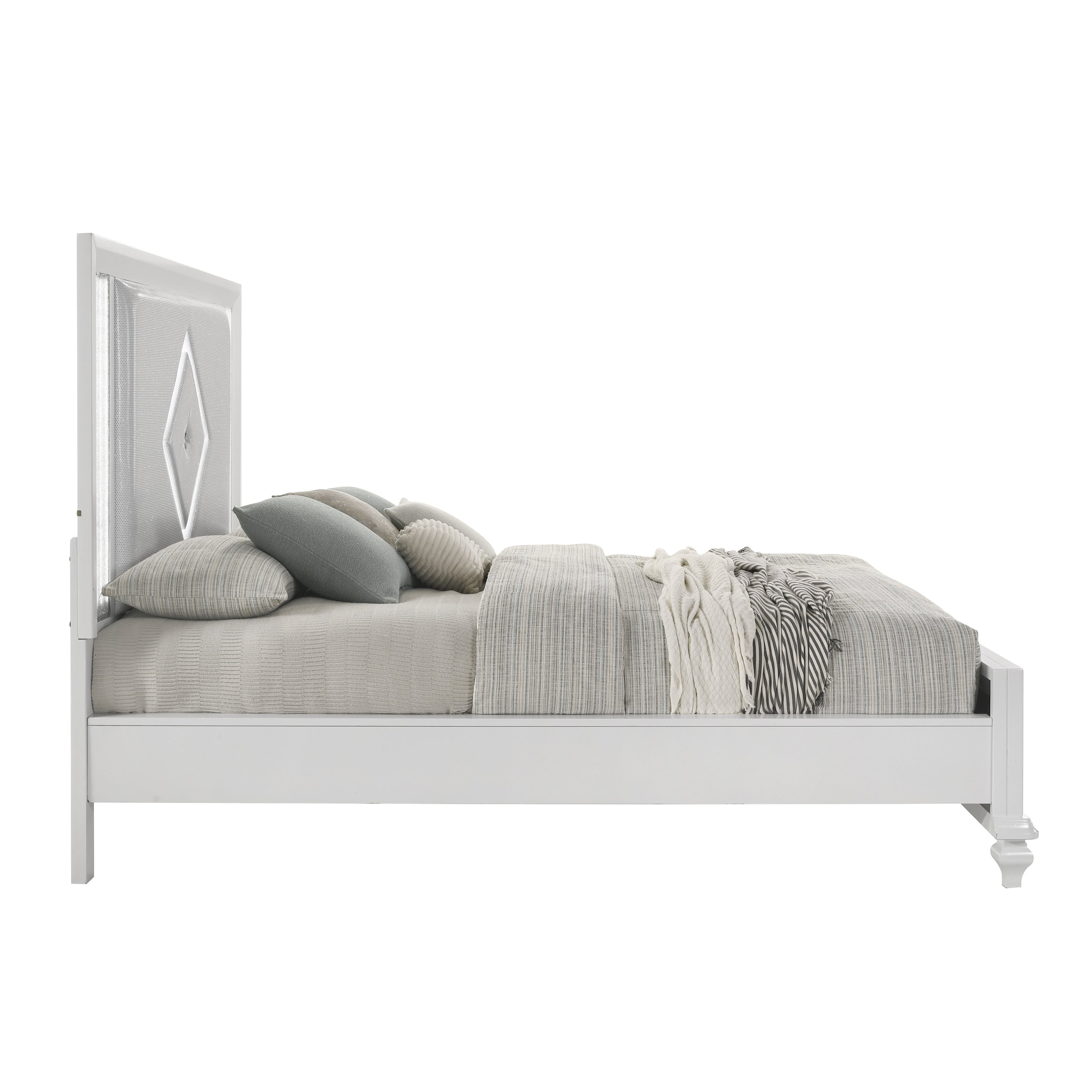 Stardust K Lighted King Bed - White