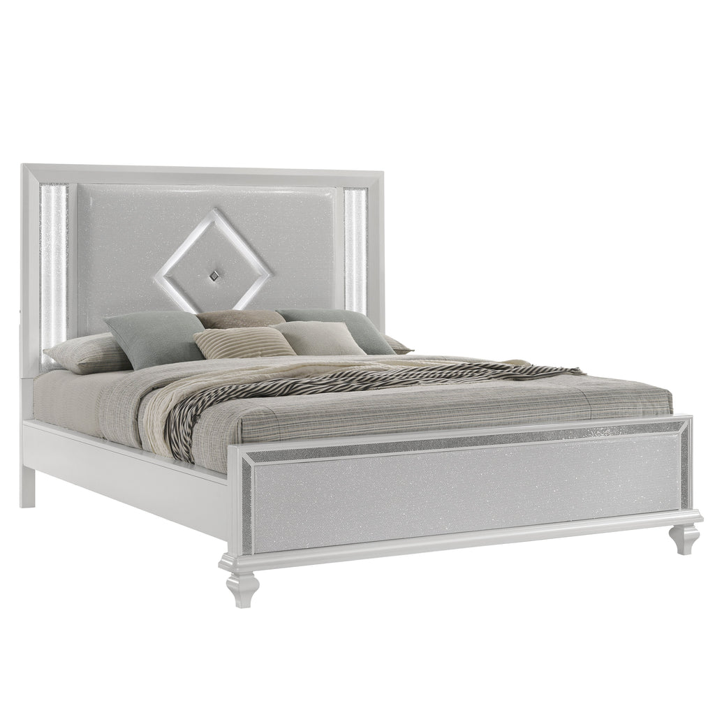 Stardust K Lighted King Bed - White