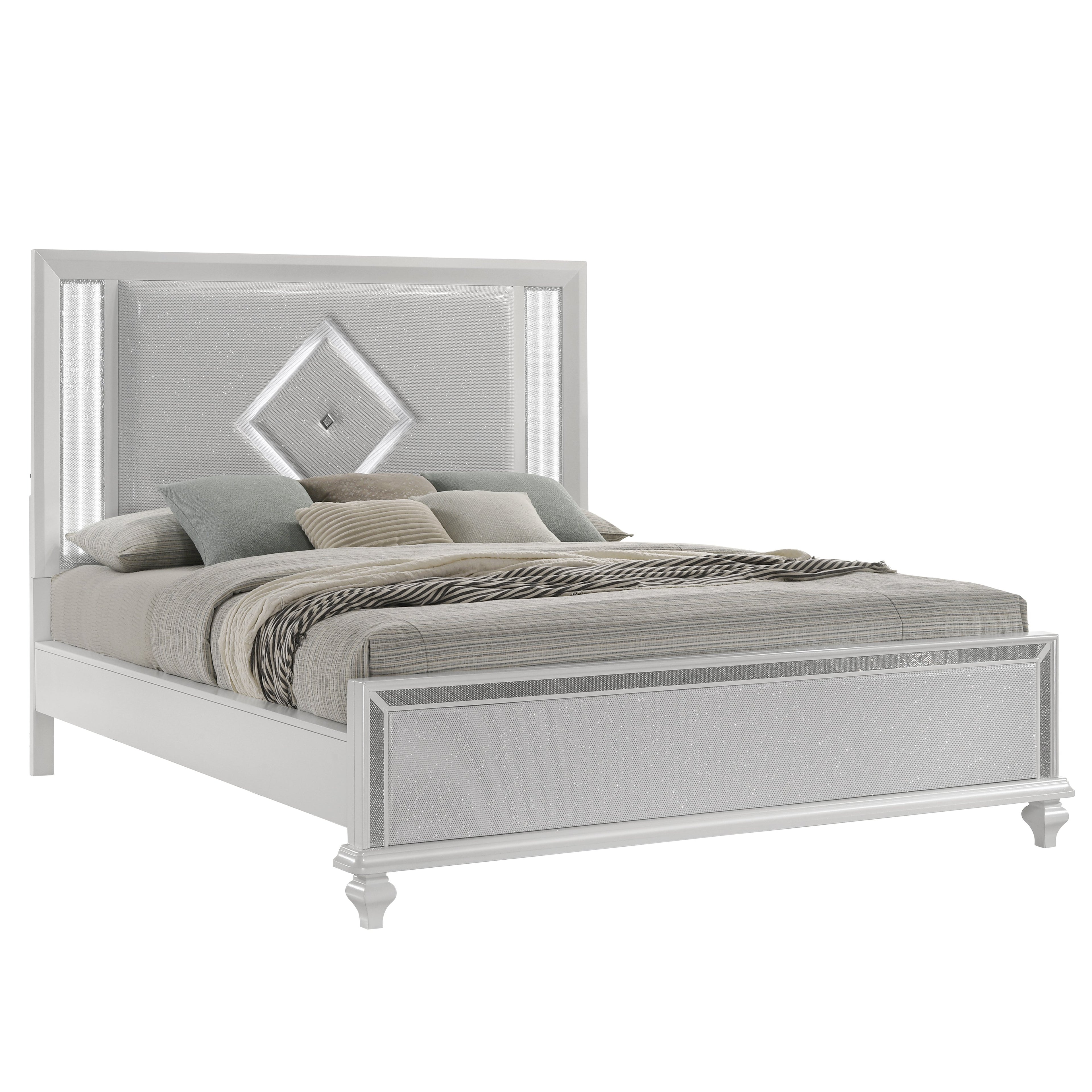 Stardust K Lighted King Bed - White