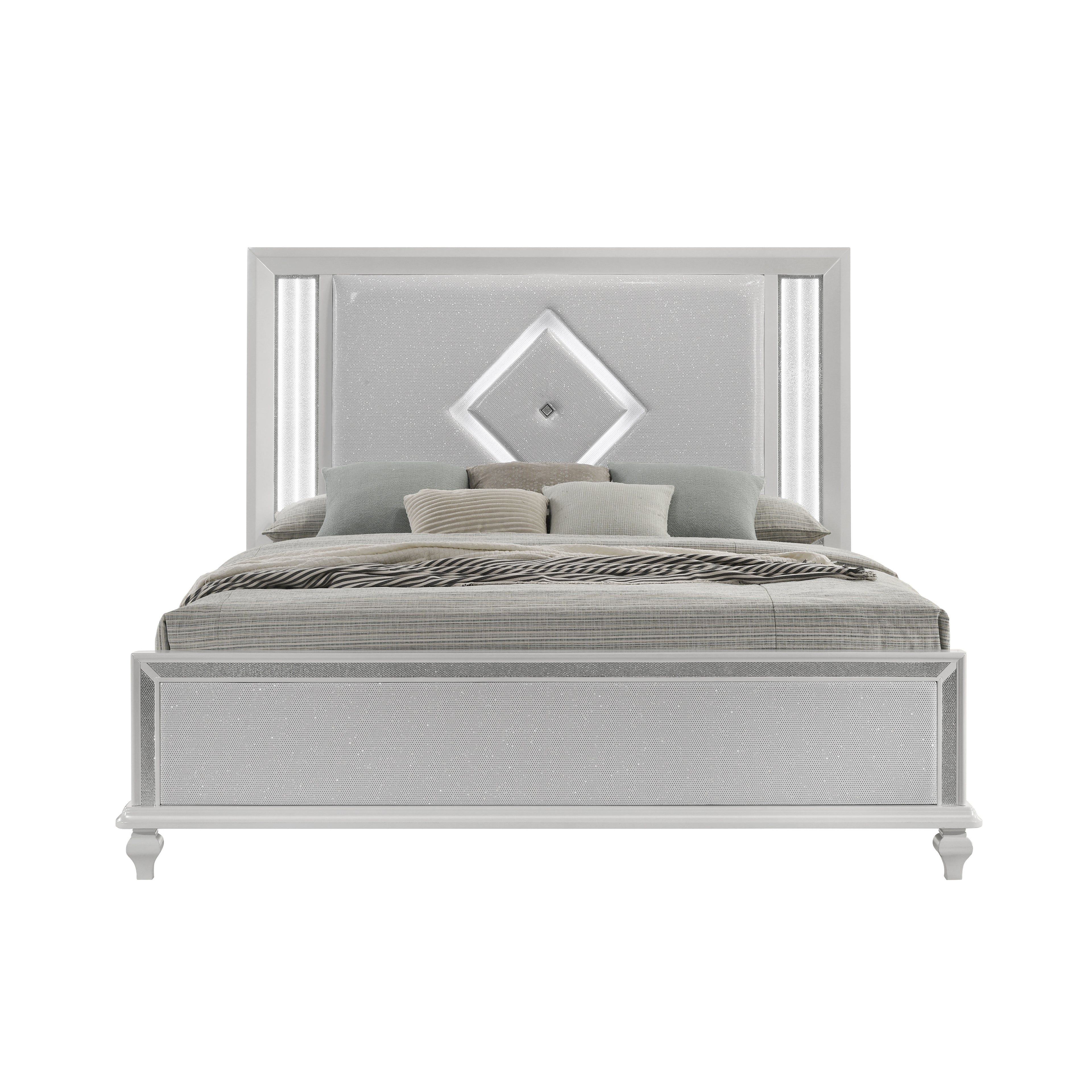 Stardust K Lighted King Bed - White