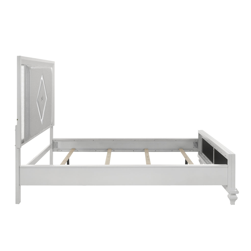 Stardust K Lighted King Bed - White